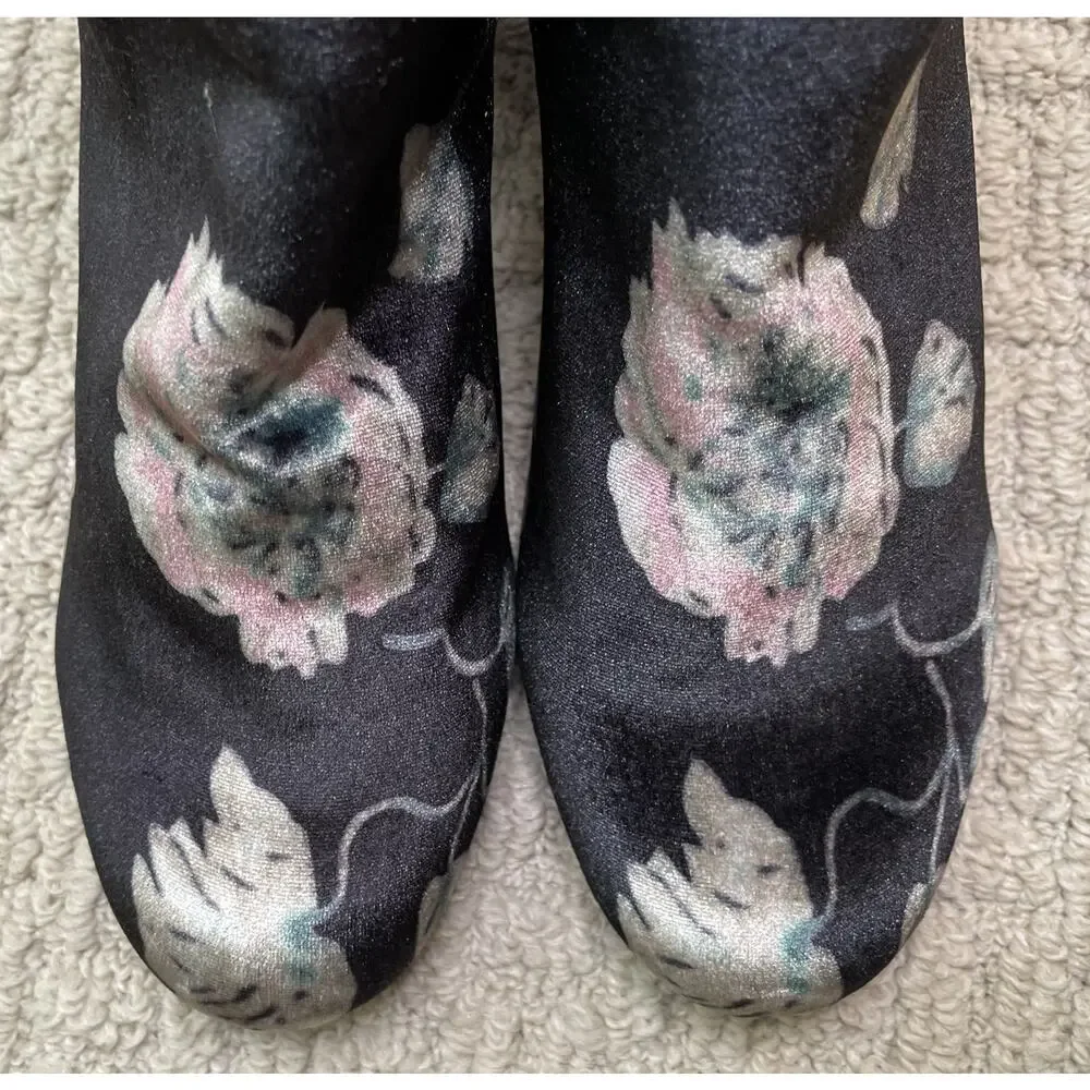 Sam Edelman Circus Black Pink Vikki Velvet Ankle Boots 6.5 Booties - Picture 5 of 9